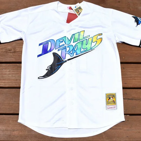New!! Wade Boggs Tampa Bay Devil Rays White Baseball Jersey Adult Men's Medium - Picture 2 of 2